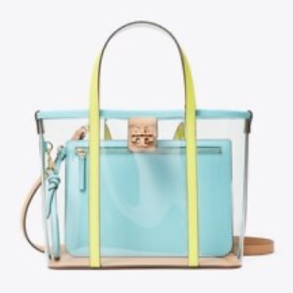Tory Burch Blake Clear Small Tote Bag Crossbody Bag Clear Multi - Picture 13 of 13